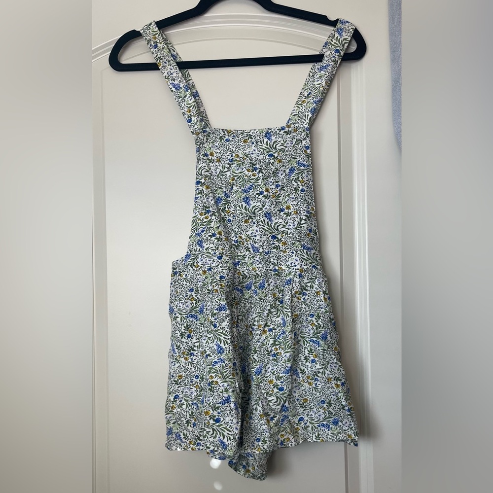 Floral Print Romper with Cross Straps